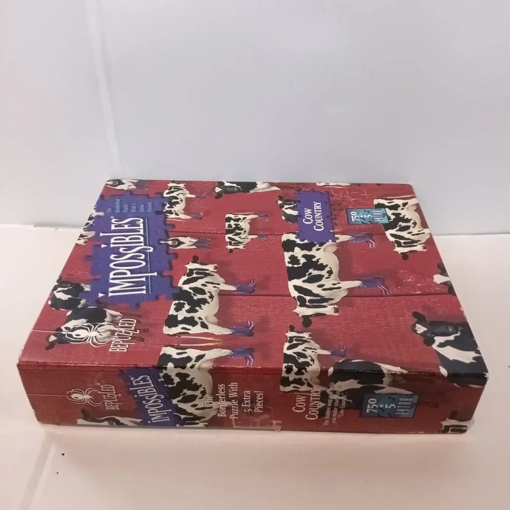 Vintage BePuzzled Impossibles Cow Country Jigsaw Puzzle-1998-750 Pc-Borderless
